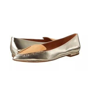 Rare Coach Walsh Metallic Nubuck Leather Point Toe Flats 8.5B